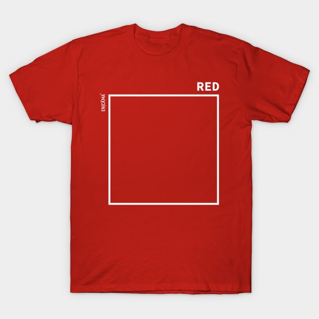 white and red square 2 T-Shirt by Enickma